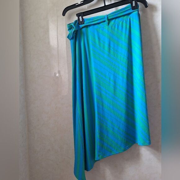 IMAN L striped skirt, belted assymetrical - Picture 5 of 13